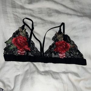 Roses and lace see through bra